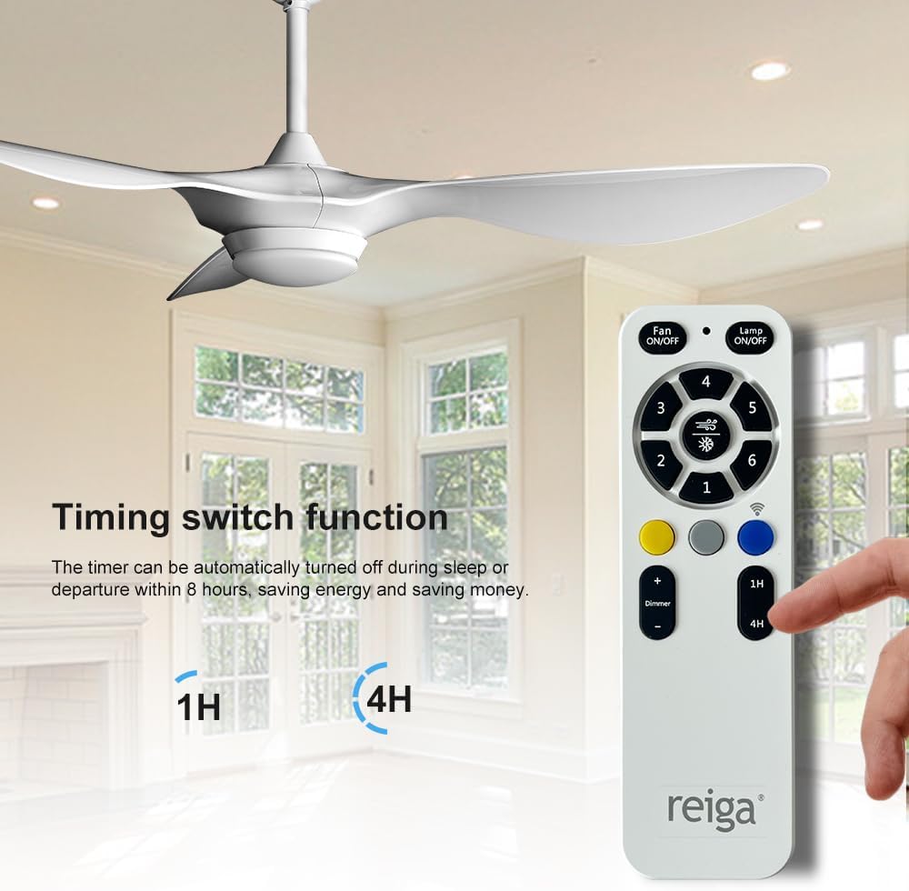 Smart Ceiling Fan 52" – Reiga® | WiFi Ceiling Fan with Light, Remote & Voice Control
