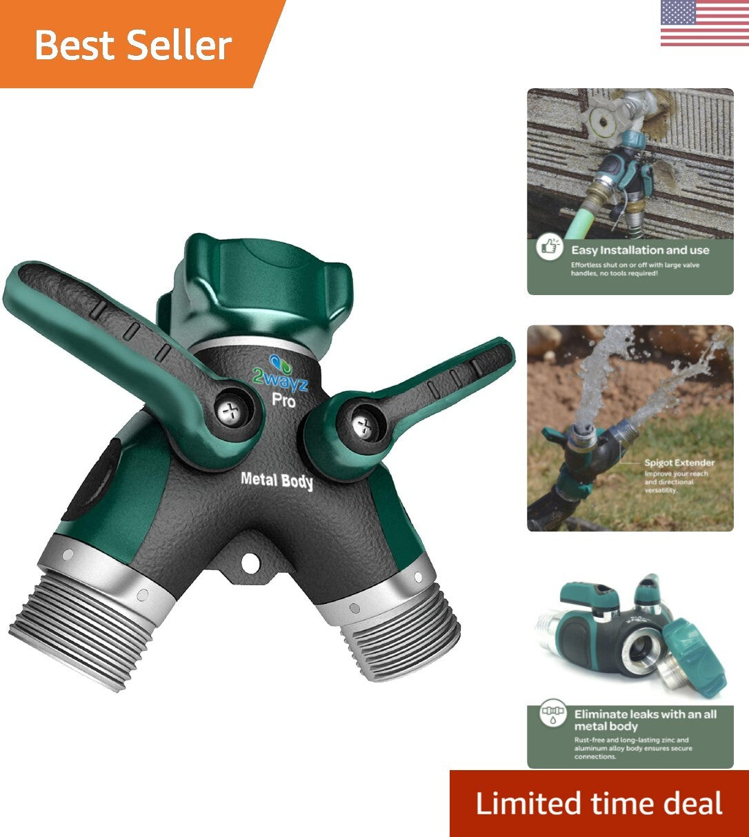 Reinforced metal hose splitter, secured 2020 version