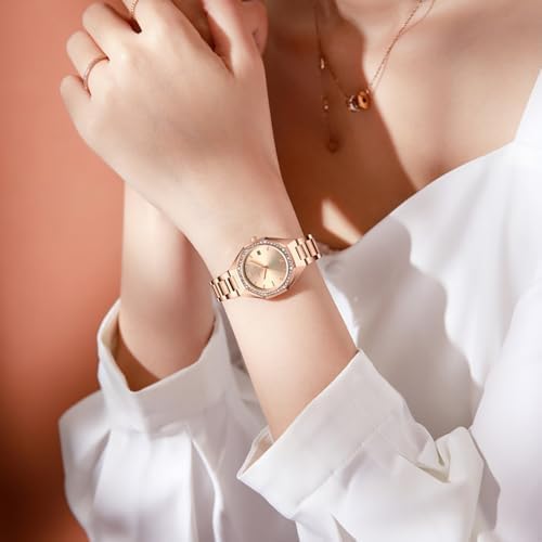 NIBOSI Women's Watch Analog Rose Gold Dial Quartz Watches for Women Fashion Minimalism Waterproof Stainless Steel Casual Wrist Watch for Ladies Birthday Gift