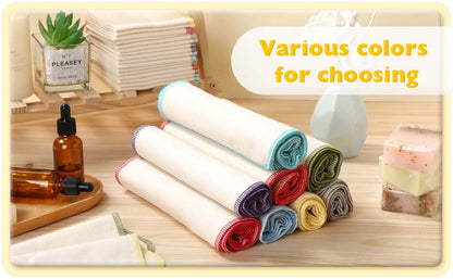 Mixweer 96 Pcs Flannel Cloth Baby Wipes Reusable Baby Diapers Wipes Washable Natural Unbleached Face Wipes Soft and Sturdy Cloth Wipes 8 Colors Outer Stitching 8 x 8 Inches