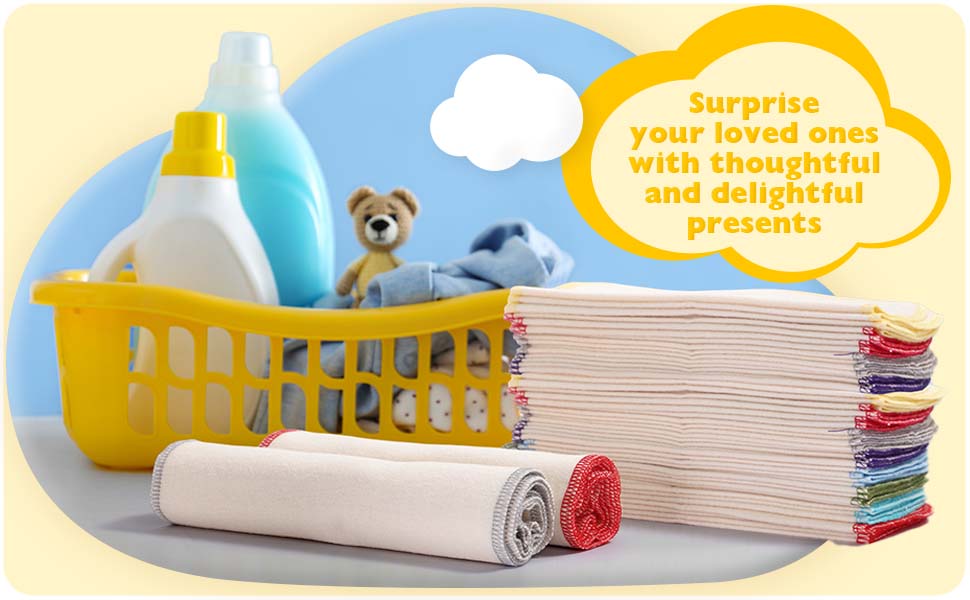 Mixweer 96 Pcs Flannel Cloth Baby Wipes Reusable Baby Diapers Wipes Washable Natural Unbleached Face Wipes Soft and Sturdy Cloth Wipes 8 Colors Outer Stitching 8 x 8 Inches