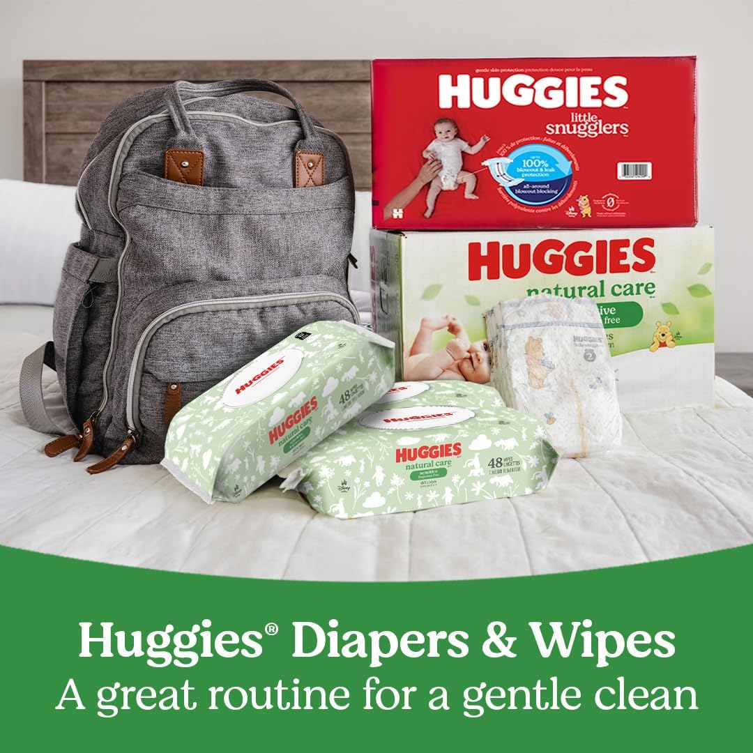 Huggies Natural Care Sensitive Baby Wipes, Unscented, Hypoallergenic, 99% Purified Water, 12 Flip-Top Packs