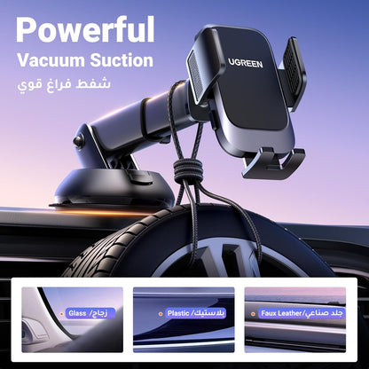 UGREEN Car Phone Holder 4-in-1 – Metal Hook, One-Button Release, Fits iPhone/Samsung