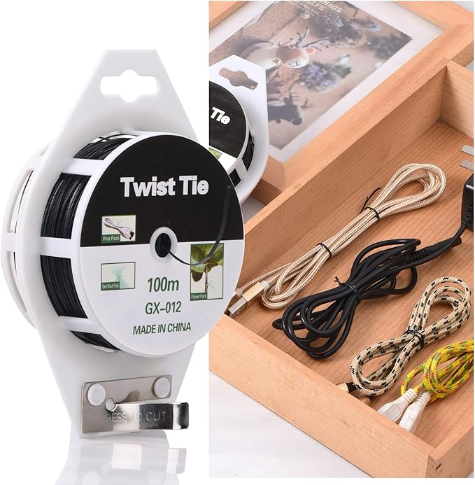 Twist Ties 328 ft (100 m) with Built-In Cutter