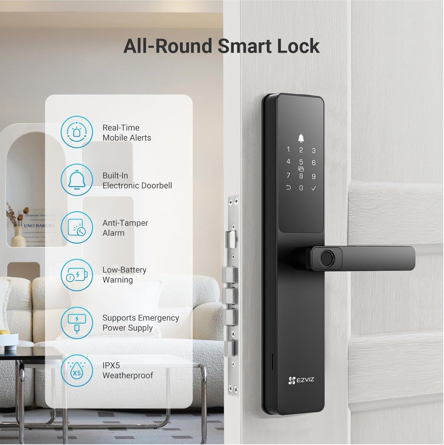 EZVIZ Smart Lock Y2000, 7-in-1 Smart Door Lock