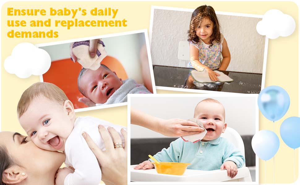 Mixweer 96 Pcs Flannel Cloth Baby Wipes Reusable Baby Diapers Wipes Washable Natural Unbleached Face Wipes Soft and Sturdy Cloth Wipes 8 Colors Outer Stitching 8 x 8 Inches