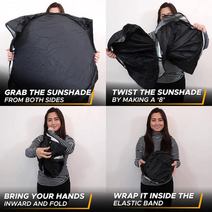 Car Windshield Sun Shade with Storage Pouch (59 inches x 29 inches)