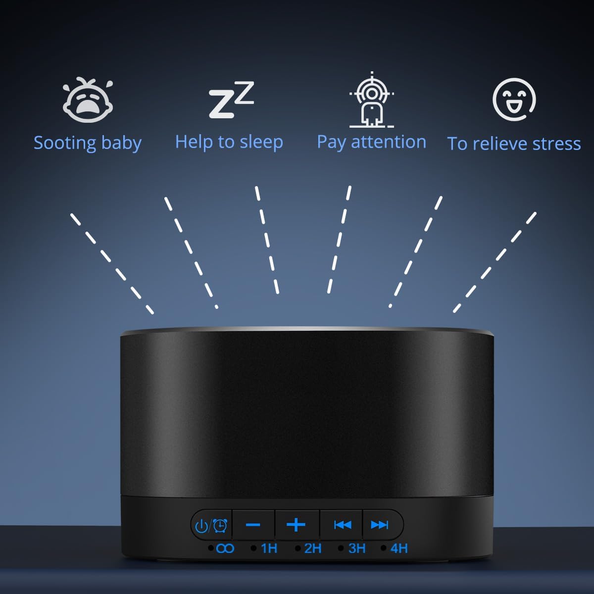 Magicteam White Noise Machine with 20 Non Looping Natural Soothing Sounds Memory