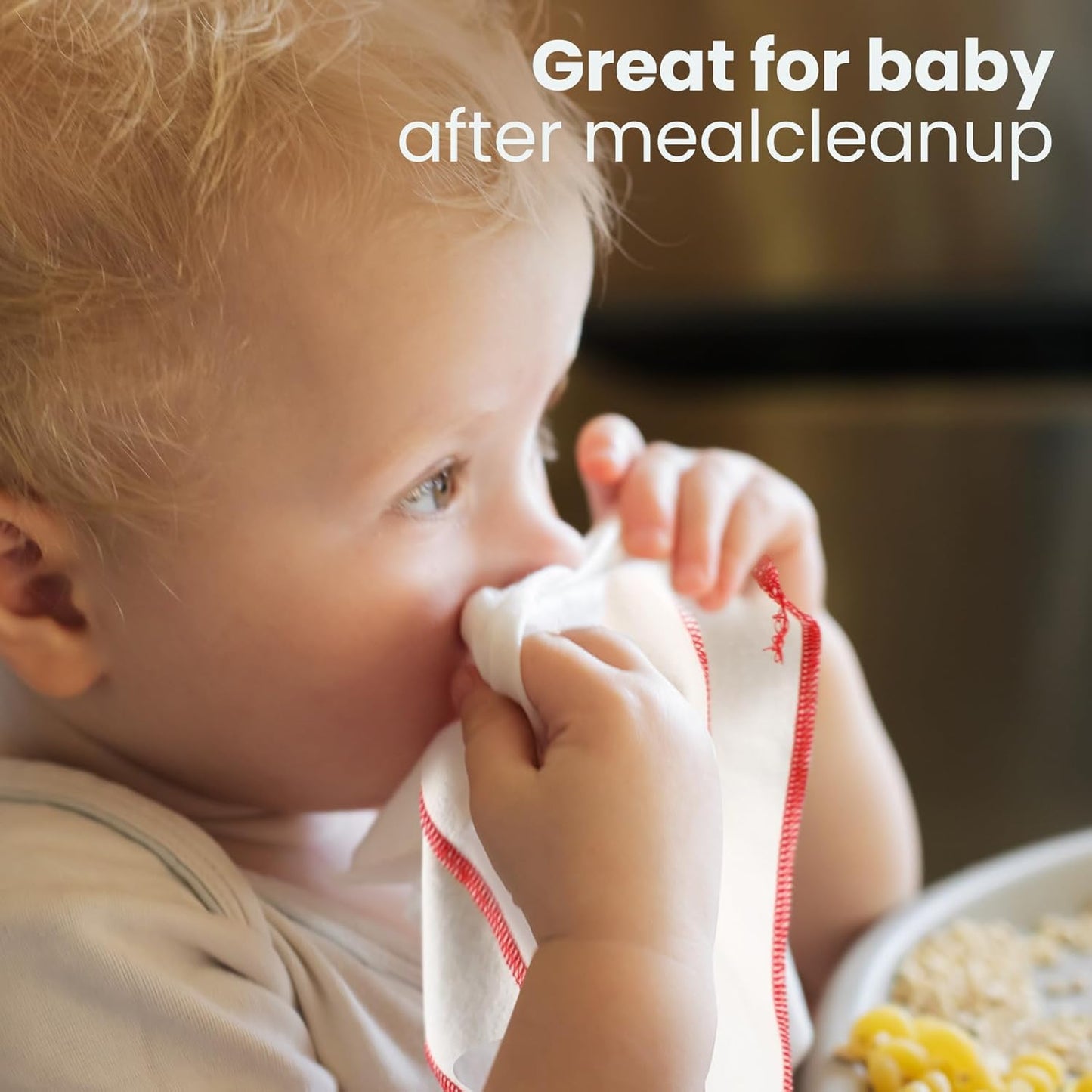 Mixweer 96 Pcs Flannel Cloth Baby Wipes Reusable Baby Diapers Wipes Washable Natural Unbleached Face Wipes Soft and Sturdy Cloth Wipes 8 Colors Outer Stitching 8 x 8 Inches