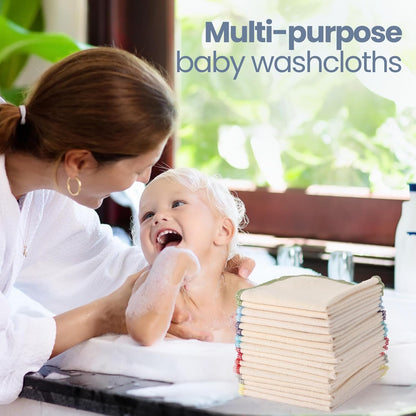 Mixweer 96 Pcs Flannel Cloth Baby Wipes Reusable Baby Diapers Wipes Washable Natural Unbleached Face Wipes Soft and Sturdy Cloth Wipes 8 Colors Outer Stitching 8 x 8 Inches
