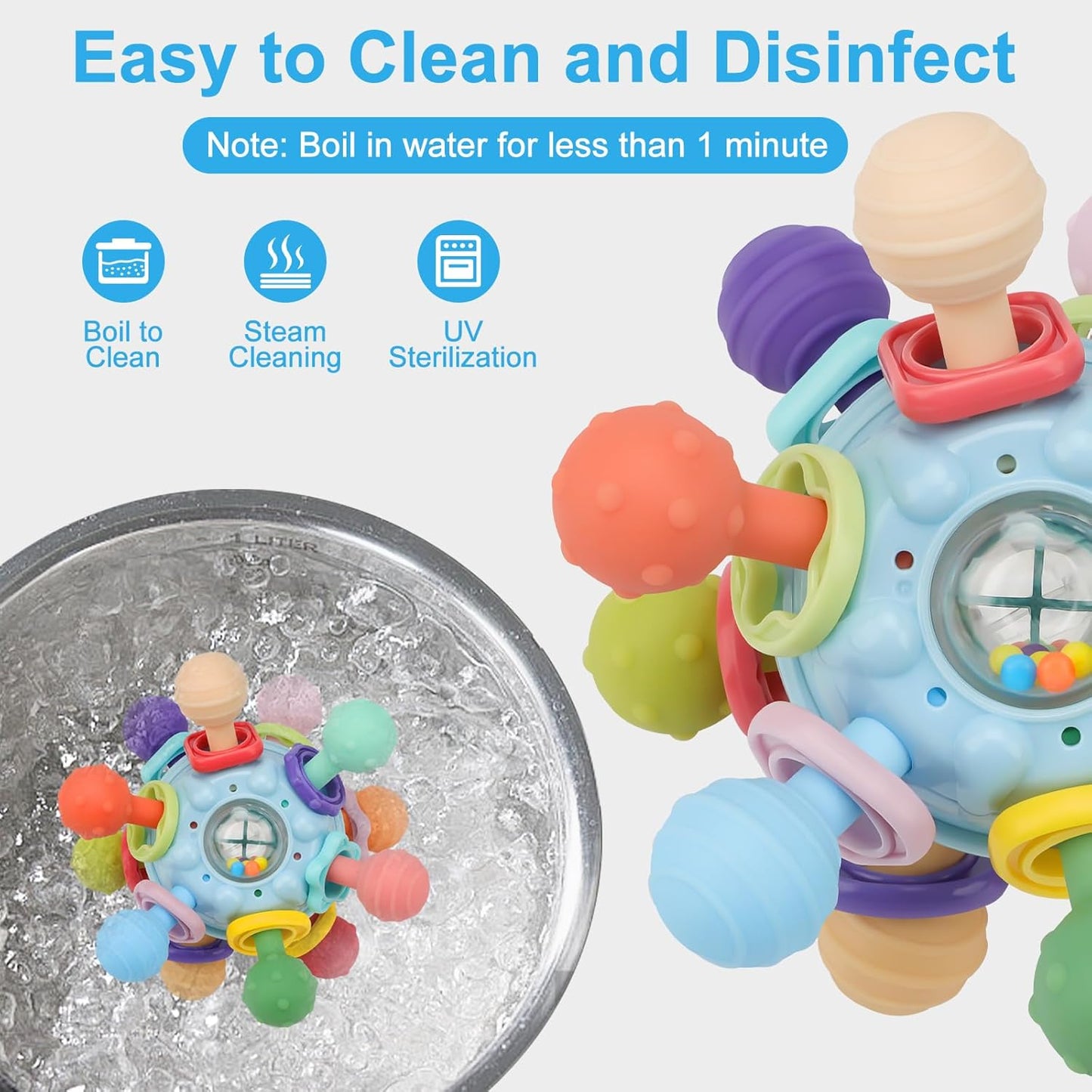 Baby Montessori Sensory Toys for 0-6 6-12 Months, Baby Teether Teething Toys