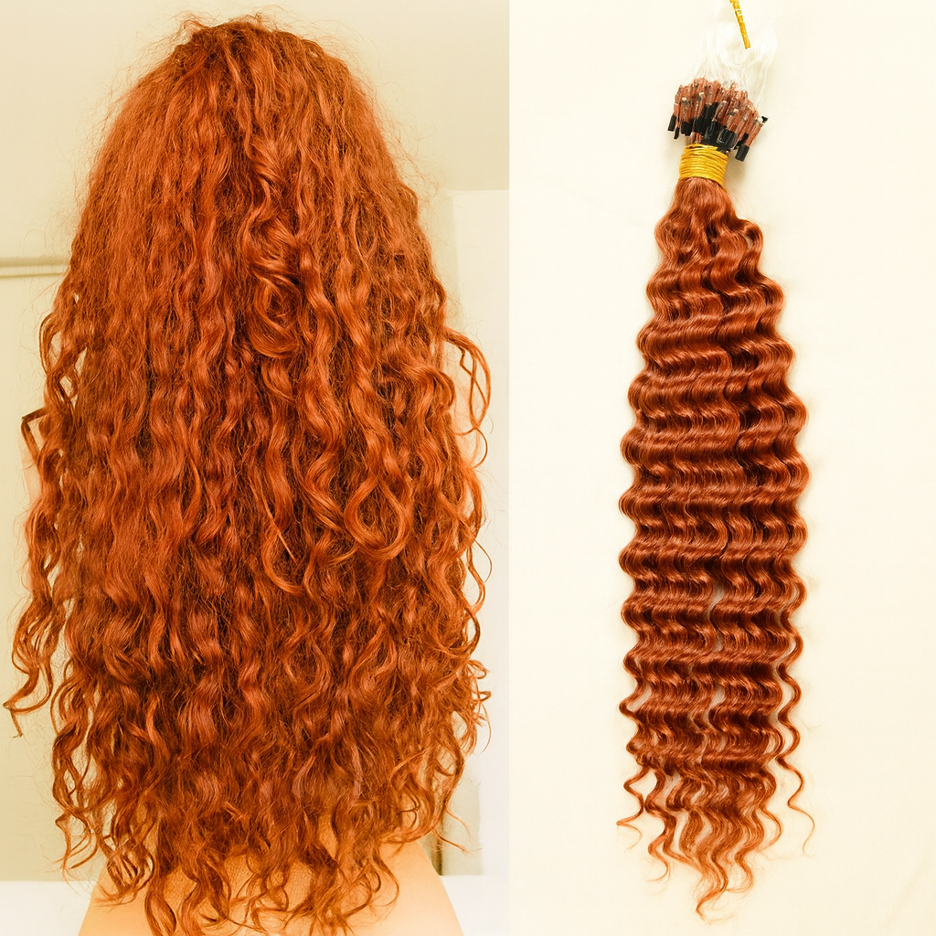 Long curly copper hair extensions